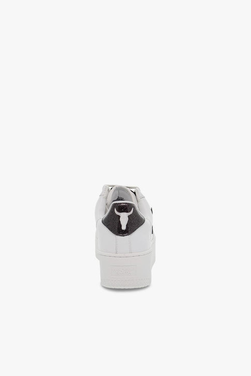 Sneakers RICH WHITE GLITTER PATENT in pelle e vernice bianco e nero - 2