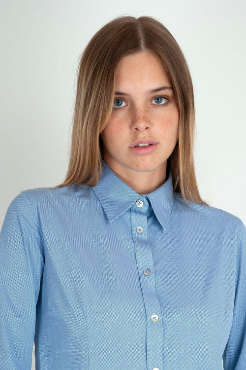 Camicia Oxford Jacquard Blu in Materiale - 2