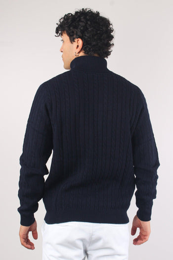 Maglia Treccia Collo Alto Navy Blue - 2