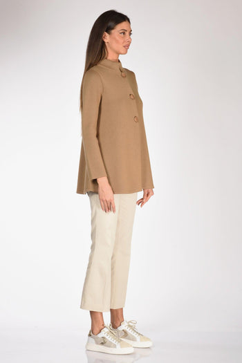 Giacca Di Maglia Beige Cammello Donna - 4