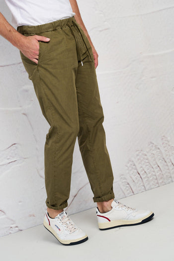 Pantalone Elastico in Vita e Coulisse Colore Verde 6495 - 2