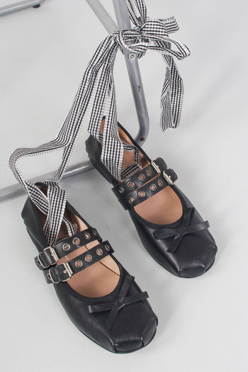 Ballerina Fibbia Borchie Vera Nero - 5