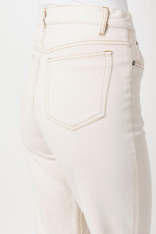 Jeans Beige in Tessuto Ecru per Donna - 2