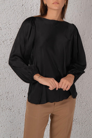 Camicia In Raso Nero Donna - 3