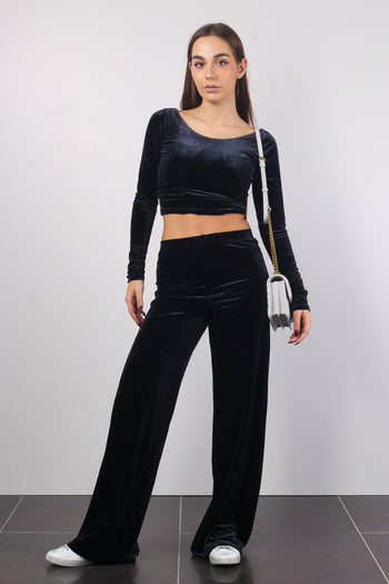 Sophie Maglia Cropped Vellut Nero - 4