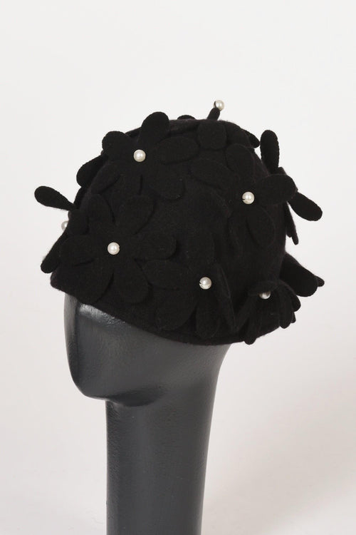 Cappello Decorato Nero Donna