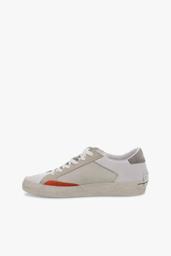 Sneakers LOW TOP DISTRESSED in pelle bianco e beige - 3