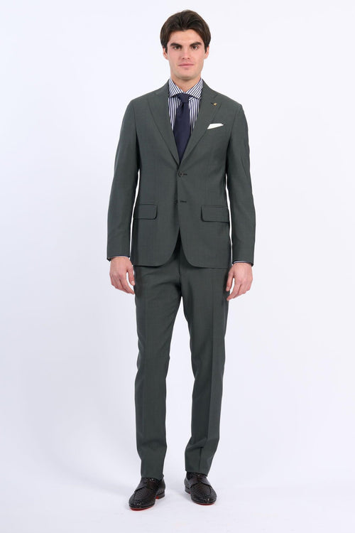 Corneliani Abito Mohair di Lana Grigio-Verde Uomo