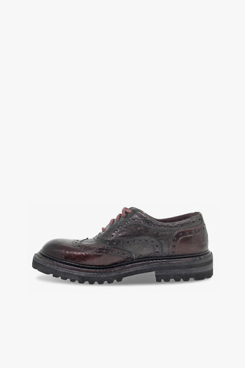 Scarpa bassa DERBY STILE INGLESE in pelle bordeaux e grigio - 3