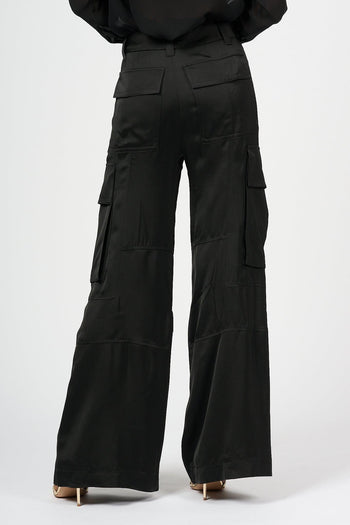 Pantalone Police Raso Nero Donna - 4