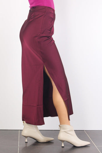 Gonna Lunga Raso Spacco Deep Burgundy - 5