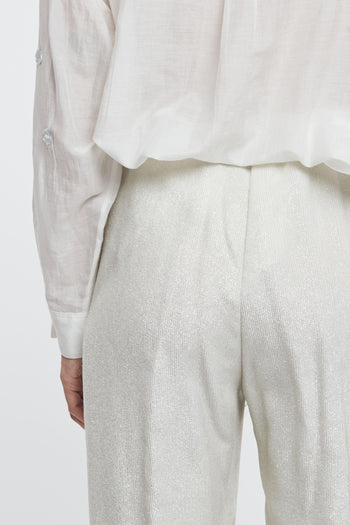 Pantalone Flared in Velluto Laminato Grigio Donna - 5
