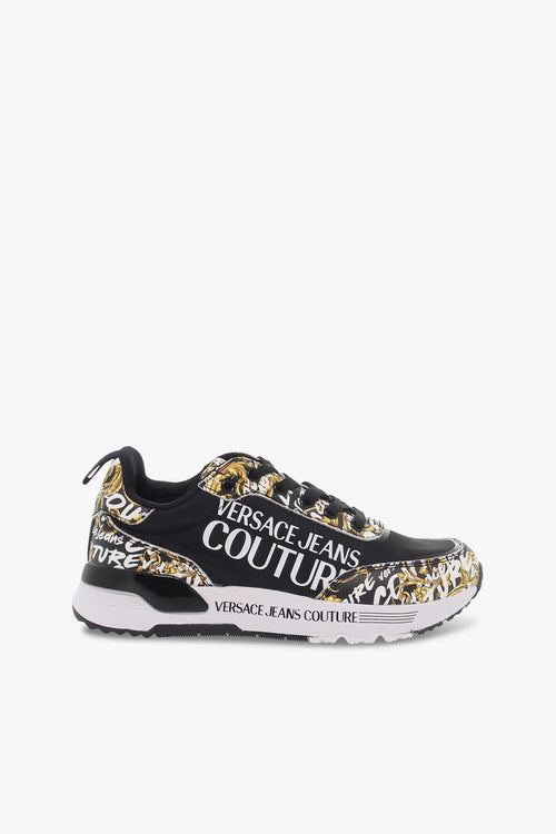 Sneakers JEANS COUTURE DYNAMIC PRINTED in nylon e stampato nero e giallo