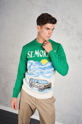 Saint Barth Crewneck Sweater Verde Uomo - 2