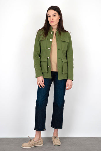 Giacca Field Cotone Verde Militare - 7