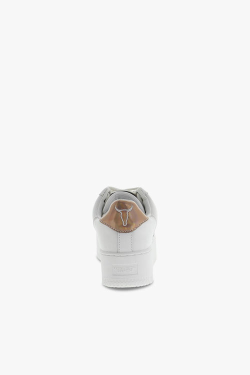 Sneakers ROSY BRAVE WHITE ROSE GOLD HOLOGRAPHIC in pelle bianco e oro - 2