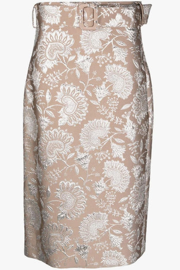 Gonna Marrone Donna midi con effetto jacquard - 5