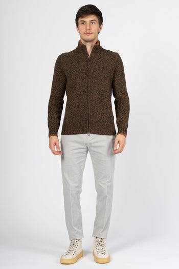 Cardigan Zip Marrone Uomo - 3