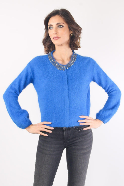 Cardigan Ricamo Galactic Blue