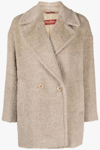 Cappotto Tessuto Orsetto Doppiopetto Marrone - 4