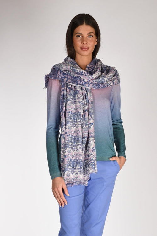 Sciarpa Stampa Blu/viola Donna