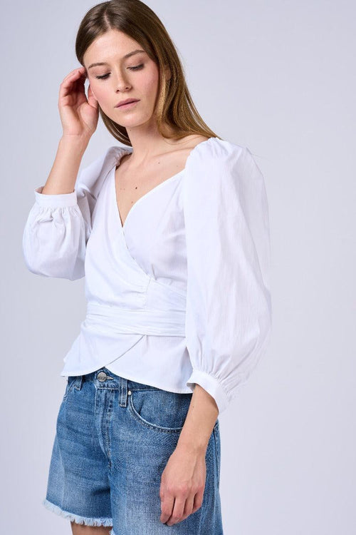 Blusa Incrocio Fiocco Bianco Donna