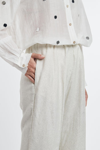 Pantalone Flared in Velluto Laminato Grigio Donna - 6
