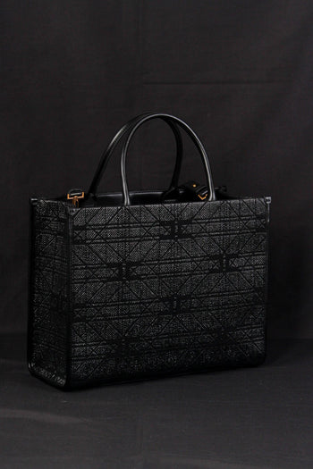 Shopping Quadrata Rafia Nero - 4