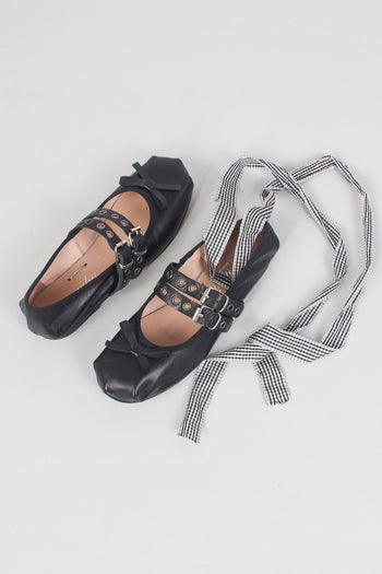 Ballerina Fibbia Borchie Vera Nero - 2