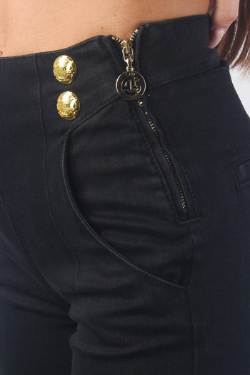 Jeans Palazzo Bottoni Oro Nero - 8