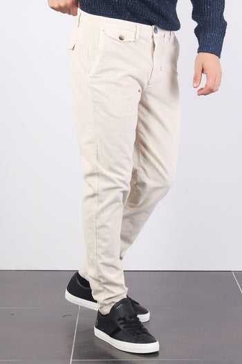 Pantalone Chino Velluto Panna - 4