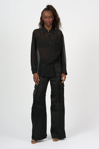 Pantalone Police Raso Nero Donna - 2