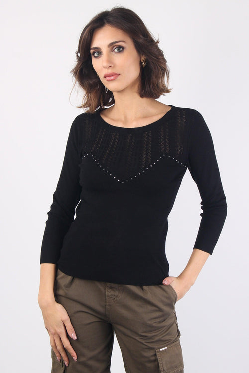 Maglia Canettata Pizzo Nero