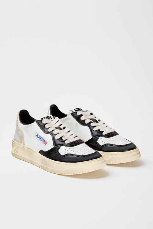 Sneakers Sup Vint Low Bianco Nero e Platino - 2