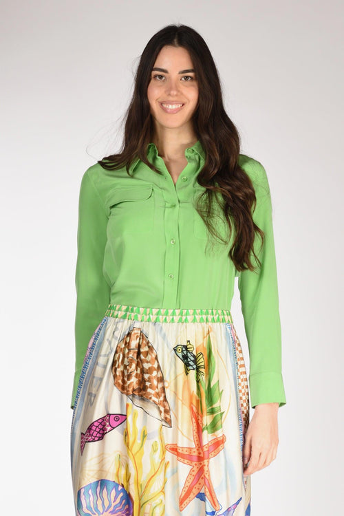 Camicia Tasche Verde Donna