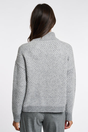 Maglia In Lana Seta E Cashmere Grigio Donna - 6