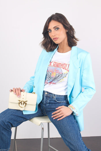 Giacca Doppiopetto Misto Lino Turchese - 8