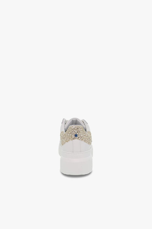 Sneakers in pelle e glitter bianco e platino - 2