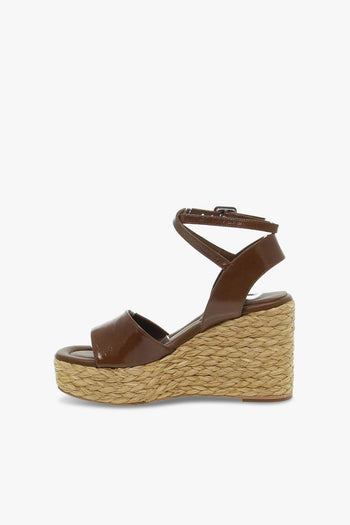 Sandalo con tacco RIU MALORY in pelle e raffia marrone - 3