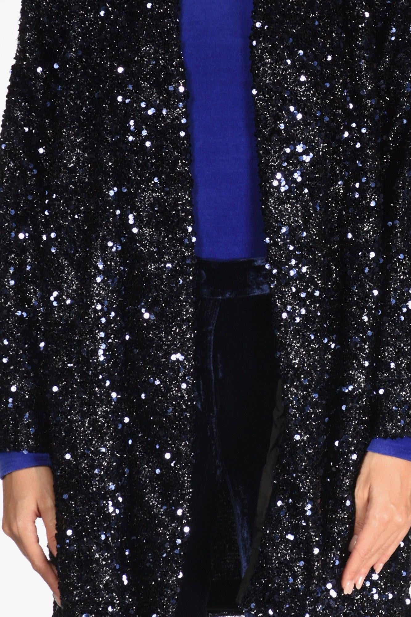 Giacca Paillettes Blu Donna su Progetto Seta