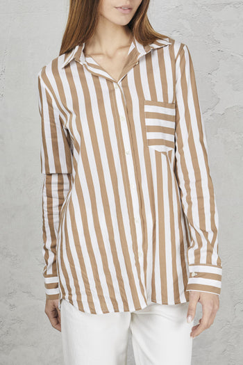 Camicia in cotone rigato con taschino - 3