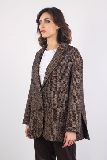 Blazer Spinato Inserto Lurex Moro/blu - 5