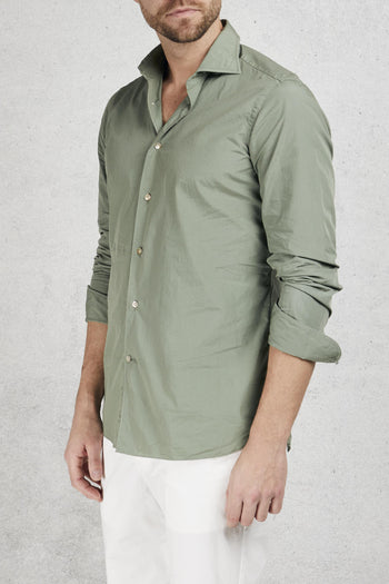 Camicia Cotone Lavato Verde Uomo - 4