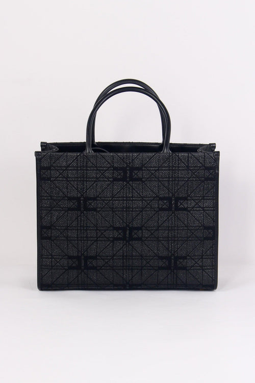 Shopping Quadrata Rafia Nero