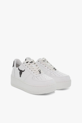 Sneakers RICH WHITE GLITTER PATENT in pelle e vernice bianco e nero - 5