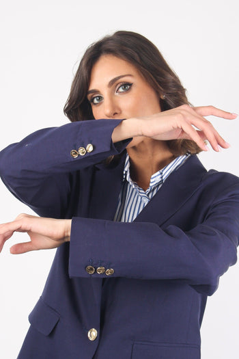 Giacca Monopetto Misto Lino Blu - 6