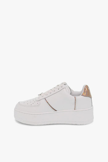 Sneakers ROSY BRAVE WHITE ROSE GOLD HOLOGRAPHIC in pelle bianco e oro - 3