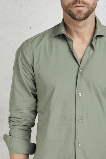 Camicia Cotone Lavato Verde Uomo - 7