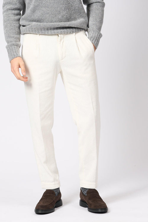 Pantalone Tapered Velluto Panna Uomo