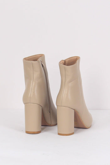Tronchetto Tacco Grosso Beige - 3